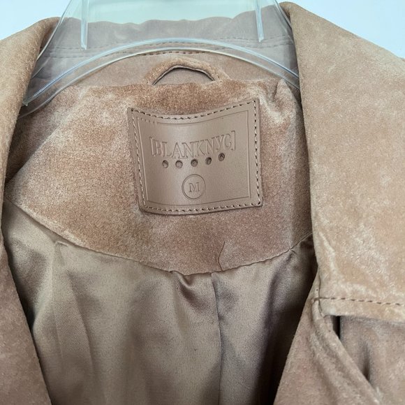 Blank NYC Women's Beige Leather Suede Moto Jacket - Picture 2 of 4